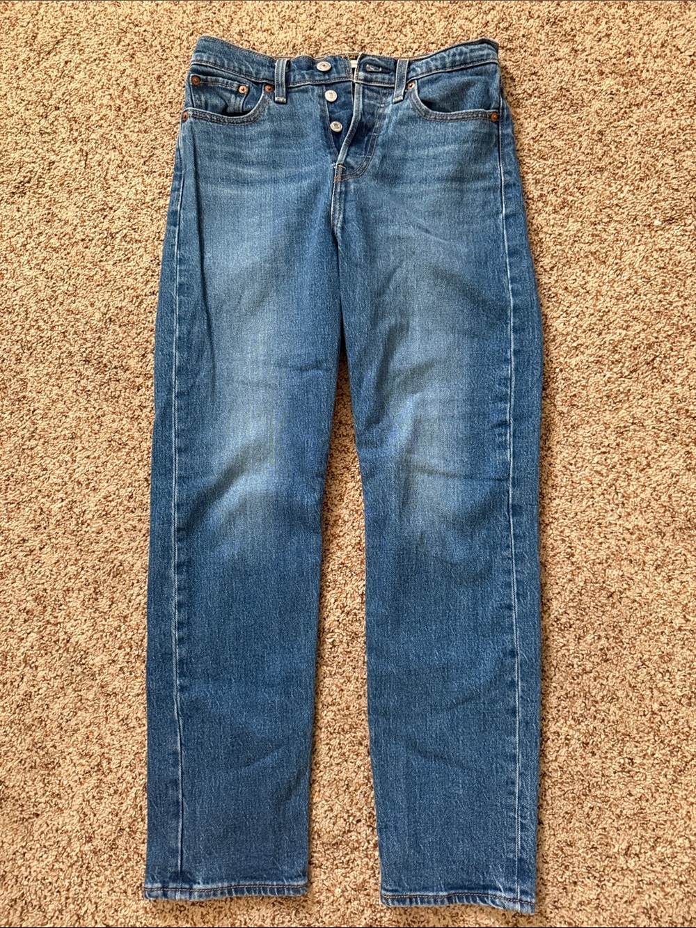 Levi's Women’s Straight-Leg Medium Blue Denim 501 Button fly Jeans